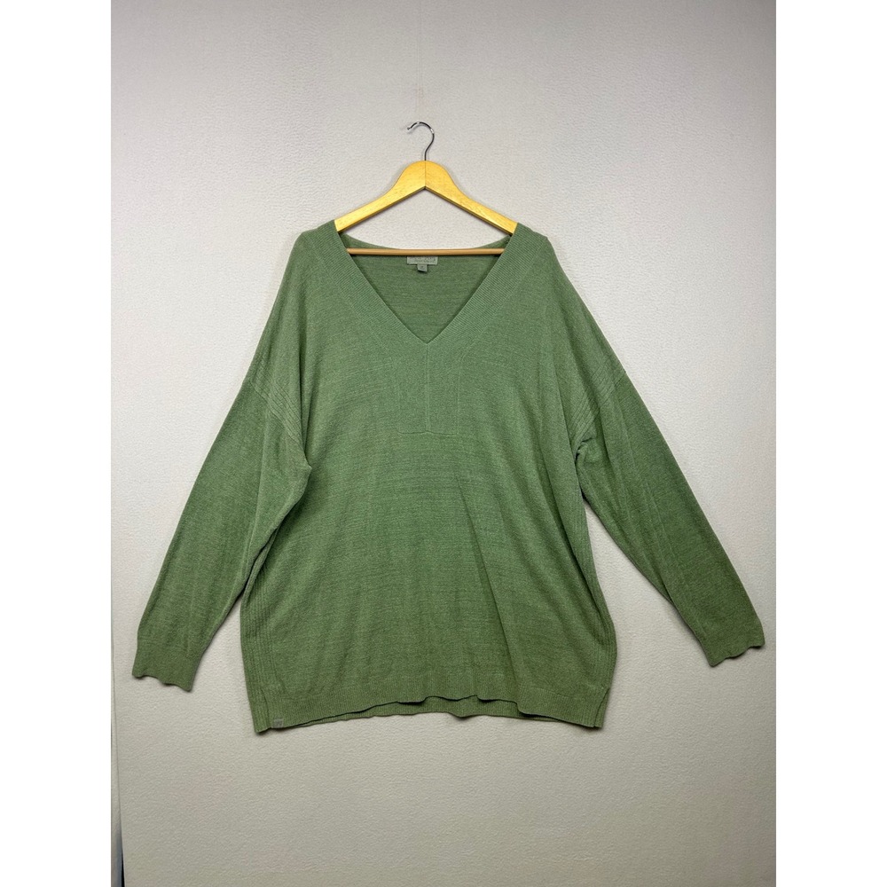Cozy Barefoot Dreams Womens 3X Green CozyChic Ultra Lite V-Neck Sweater